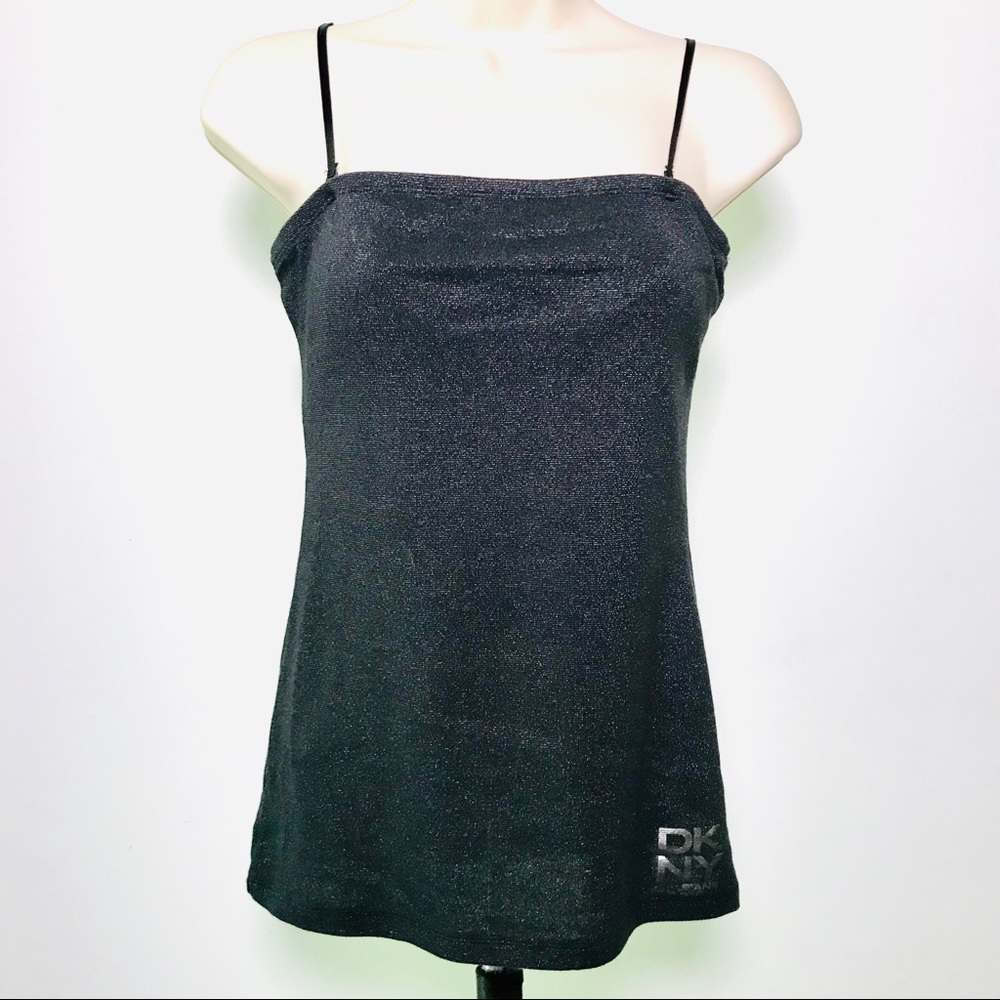 DKNY Jeans Tank Top Black w Metallic Fibers Sz M
